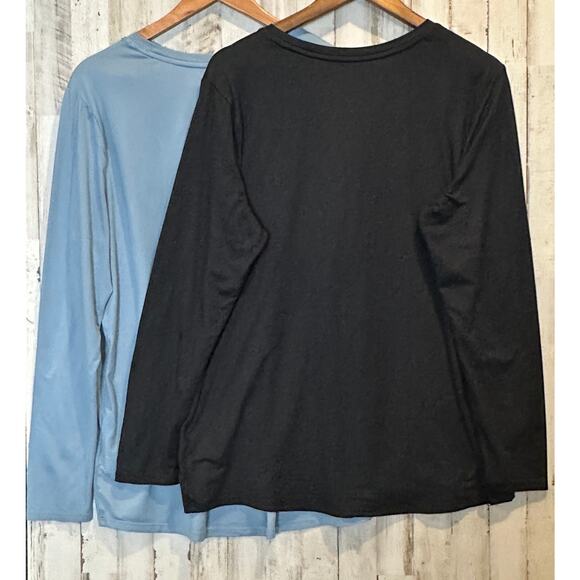 Skechers Womens Activewear Long Sleeve Tops Large Blue/Black 2 Set Workout Shirt - Picture 2 of 8